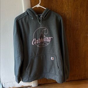Carhartt Green Hoodie with Pink Graphic